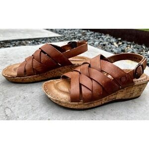 Born Laila Woven Leather Slingback Wedge US Size 6 Euro Size 36.5 Womens